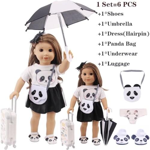 Doll Clothes 1Set=6Pcs Panda Fox Rabbit Series Doll Clothes Shoes Accessories Fit 18 Inch American&43CM Reborn Baby New Born Toy