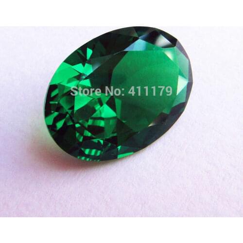 Oval shape facet beautiful lustre created emerald gemstone stable vitreous faceted gemstones beads jewelry DIY beads