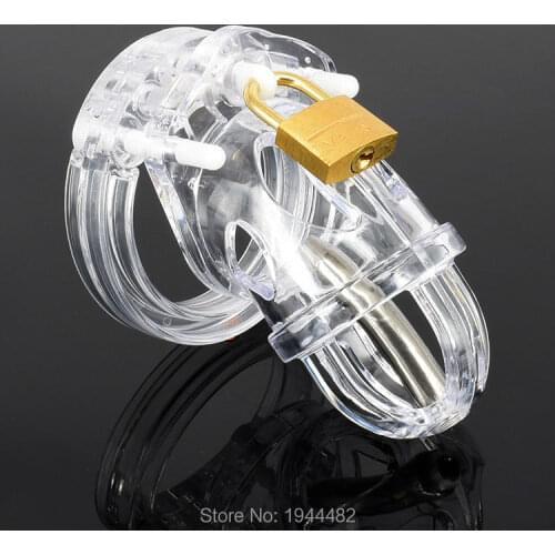 Plastic Male Chastity Device With Urethral Stretcher Dilator Catheter Mens Chastity Belt Cock Cage Penis Lock Bondage Sex Toys