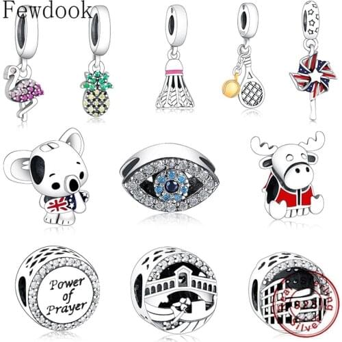 Fit Original Brand Charm Bracelet Authentic 925 Sterling Silver Turkish Blue Evil Eye Zirconia Bead Making Women Berloque 2020