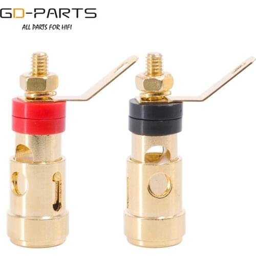 Gold plated Brass Speaker AMP Binding Post Spring Loaded Press Clip Terminal Connectors For Hifi Audio Amplifier Subwoofer 1PC