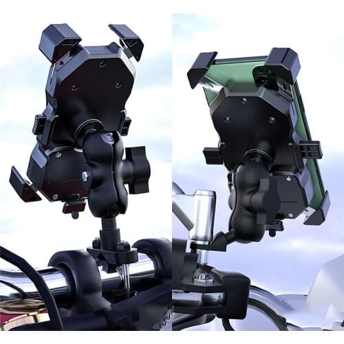 Adjustable Phone Holder Navigation Bracket USB Fast Charge Wireless Charging Stand for Motorcycle Wireless Charger Holder