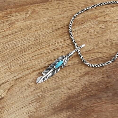 S925 Sterling Silver Takahashi Goro Jewelry Retro Thai Men And Women Handmade Sword Type Feather Pendant