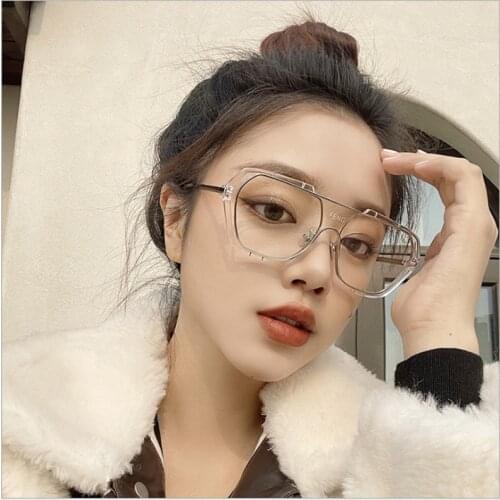 Fashion Trend Polarized Women Men Sunglasses HD Lens Retro Personality Eyeglasses Square Large Frame One Piece Sun Glasses