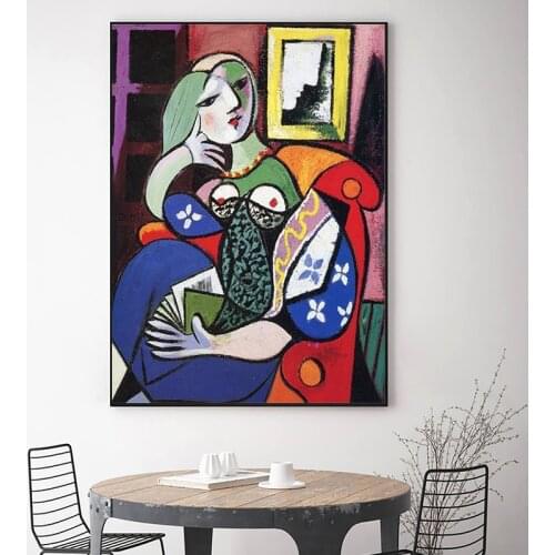 Surrealism Art Woman With Book by Picasso Canvas Paintings On the Wall Art Posters And Prints Wall art Pictures For Living Room