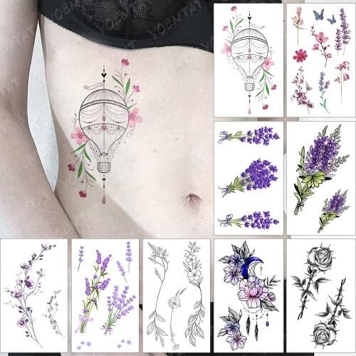 Waterproof Temporary Tattoo Sticker Jewelry Cute Hot Air Balloon Flash Tatoo Flower Wrist Fake Tatto For Body Art Women Men