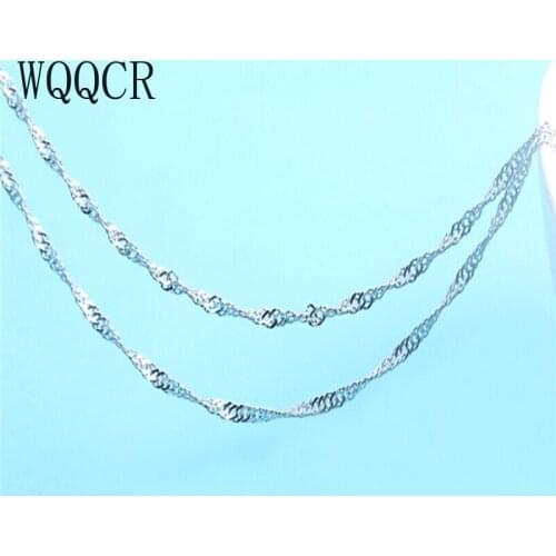 WQQCR 5PC Free Shipping Top Quality Genuine 925 Sterling Silver Water Wave Singapore Necklace Chains With Lobster Clasps 16"-30"