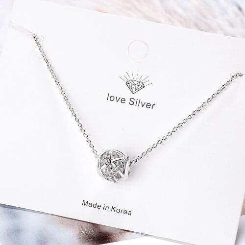 925 Sterling Silver Charms wedding Lucky Beads Pendant Necklace Bling Zircon Necklace For Christmas Gifts S-N358