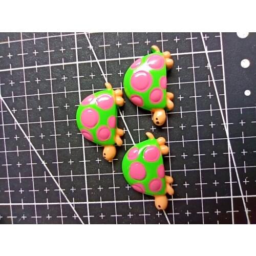 1pcs/lot resin flat back kawaii dot tortoise 27mm Cabochons Hair Bow Center Card Frame Making Craft DIY