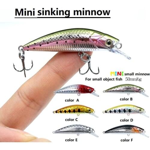 1Pcs Mini Minnow Fishing Lure sinking baits 5cm/6.5g artificial Laser wobbler Hard Bait Crank treble hooks Bass fishing tackle