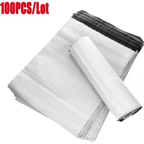 100pcs Courier Bag Self-seal Mailbag Plastic Poly Mailing Envelope Waterproof Postal Shipping Bags Courier Envelope Black White