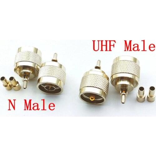 100pcs brass N Plug Male/UHF Male Crimp Connector for RG316 RG174 coaxial Cable
