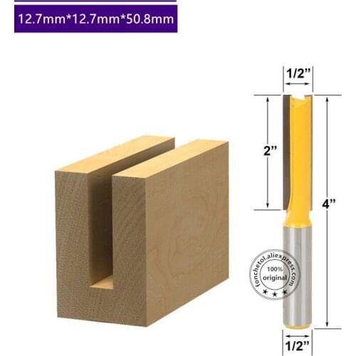 12.7mm*12.7mm*50.8mm-1PCS,cnc solid carbide woodworking router bit,trimmer wood milling cutter,2 flutes straight end mill,wood
