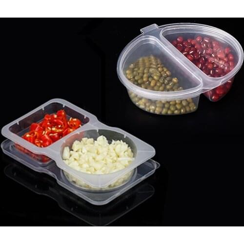 20pcs Disposable sauce box double grid transparent plastic boxes 140ml 100ml seasoning packing box olive oil chili cup with lid