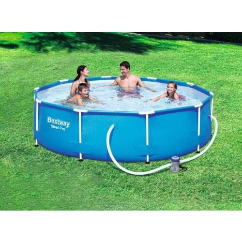 56408 Bestway STEEL PRO 305*76cm Round Frame Swimming Pool for Family/Dia 10' Ht 30" Outdoor Round Above Ground Pool
