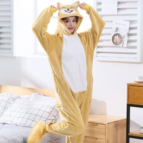 Akita Dog Pajamas Women Kigurumi Men Animal Shiba inu Onesies For Adult Cartoon Suit Cosplay Overall Halloween Costume Bodysuits
