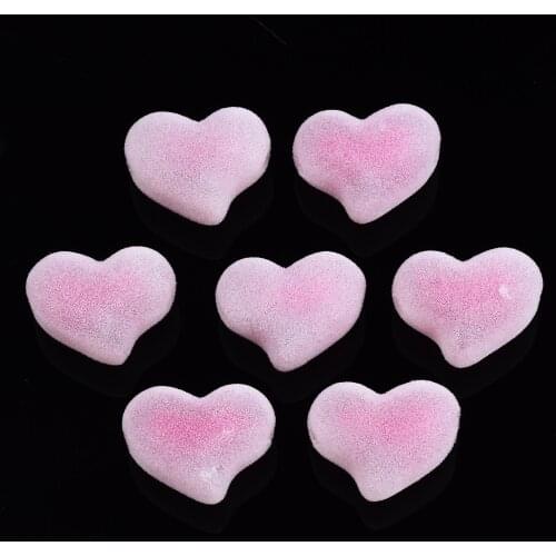 50 Pcs Flocky Acrylic Heart Beads Large Hole Cute Beads For DIY Jewelry Necklace Earring Making Accessories Colorful Hole: 2.5mm