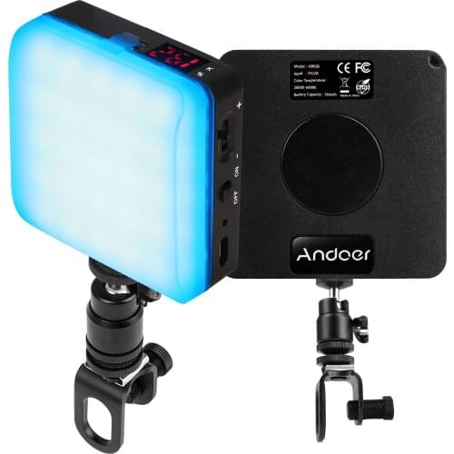Andoer Pocket RGB Fill Light LED Video Light Clip-on Video Conference Light CRI95+ 2600K-6000K Dimmable for Vlog Live Streaming