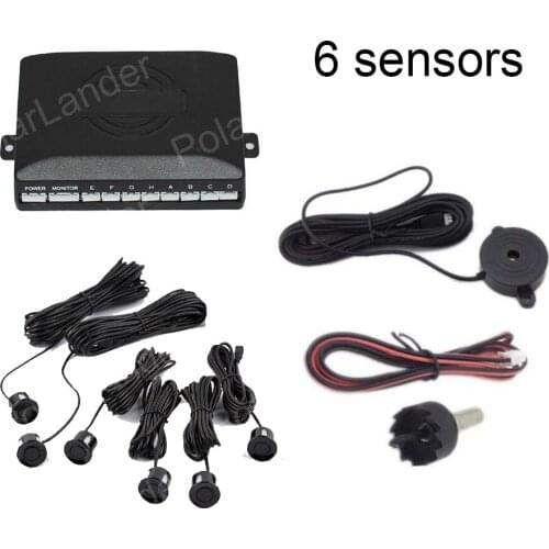 Auto Parktronic Parking Reverse Backup Radar sound alert System 6 Sensors 44 colors selection buzzer round shape