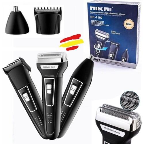 Shaver trimmer hair trimmer nose and ears 3 in 1 short hair NIKAI rechargeable battery long DURACION Personal toilet Masculin