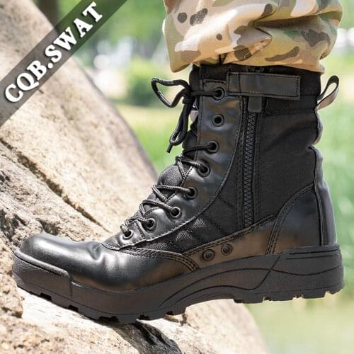 CQB.SWAT Mens New Fashion Super light Military Boots Black Tactical Wearable Zipper Boot Combat ankle SWAT Boots size38-45
