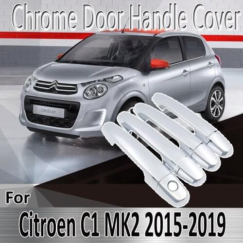 For Citroen C1 MK2 2015~2019 2016 2017 2018 Styling Stickers Decoration Chrome Door Handle Cover paint Refit Car Accessories