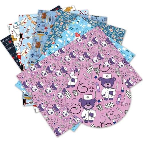 Diy accessories 30*136cm avocado flowers Printed Faux Synthetic Leather Sheets for Bow,DIY handmade Materials L2891