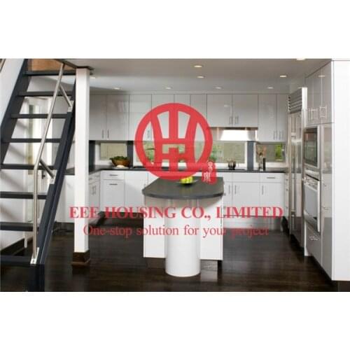 Customized modern lacquer kitchen cabinet with excellent design and quality MOQ is 1 set & sipping by sea