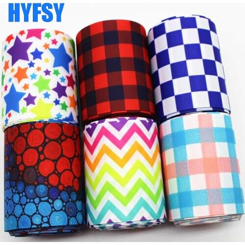 Hyfsy 10054 3 '75mm Plaid ribbon 10 yards DIY gift packaging headwear sewing fabric Grosgrain ribbons Hand-made tape