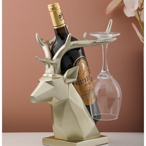 Cool Deer Head Wine Rack Bottle Wine Holder Kitchen Bar Resin Wine Craft Christmas Gift Decoration Sculpture Animal Wine Stand