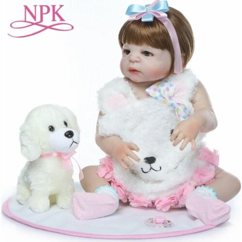 NPK 23 inch bebe doll reborn baby Realistic Full body Silicone waterproof boneca reborn corpo de silicone menina
