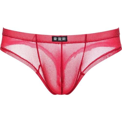 Men Sexy G-Strings Thongs Shiny Mesh Male Underwear Big T-Back Hombre Marca Perspective Mesh Gay Mens Underwear Briefs