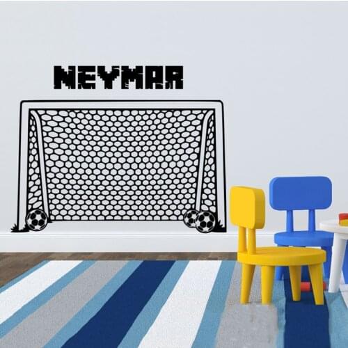 Soccer Goal Wall Decal with custom name Sport Soccer Wall Decal Art Decor-Football Goal Net Decals Stickers Boys Room A13-048