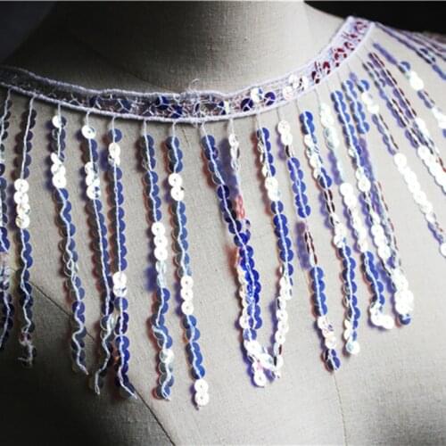 New sequins fringe tassel Lace Trim laser color DIY Stage costume Decor Designer Accessories 50x13cm