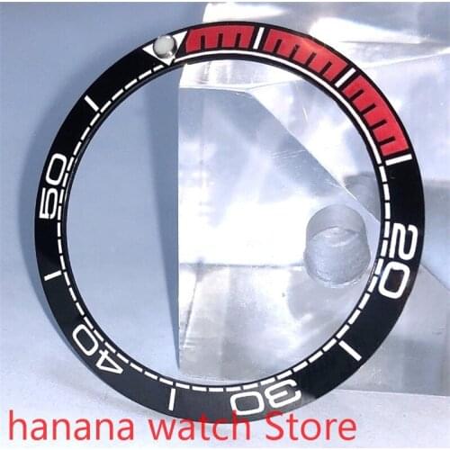 Brand new high-quality hot-selling 38mm glass pearl watch bezel black red, suitable for 40mm self-winding mens watches