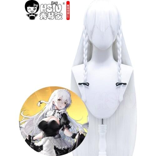 HSIU game Azur Lane cosplay Hermione Wigs white long hair + Free gift brand wig cap