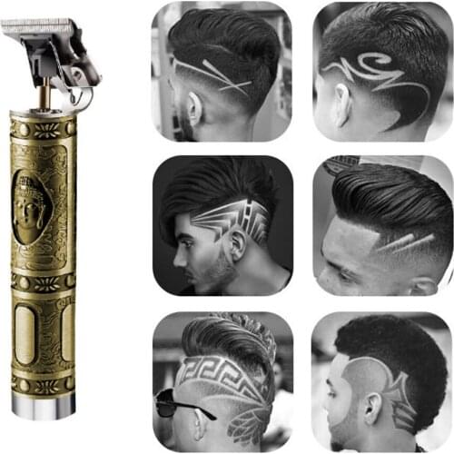 Barber Carving Hair Clipper Cordless Crafs Buddha Retro Trimmer Men T-shape Hair Cutting Machine KM-1974 Professional