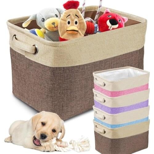 Personalized Foldable Pet Dog Toy Storage Basket Dog Canvas Bag Pet Toys Linen Storage Box Bins Dog Accessories Pet Supplies