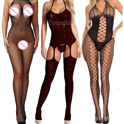 Porn Sexy Underwear Bodystockings Halt Hot Lingerie Exotic Tight Bodysuit Baby Doll Women Fishnet Open Crotch Mujer