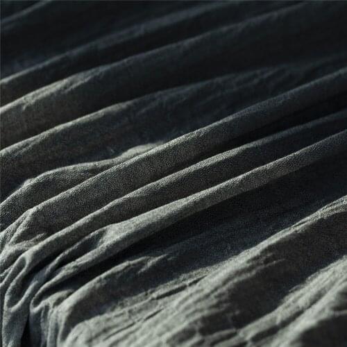 Yarn-dyed black and white snow texture wrinkled cotton blends linen fabric,sewing for dress,pants,shirt,scarf,craft by the yard