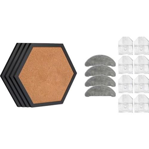 12Pcs For Roidmi EVE Plus Robot Vacuum Cleaner Dust Bag Mop Cloth & 4 Packs Cork Board Pin Board, Cork Boards