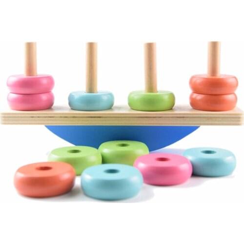 Rainbow balance tower Montessori Educational toy Wooden 3D bounce Wooden Sensory Jigsaw Brain Training Intellectual Learning Toy