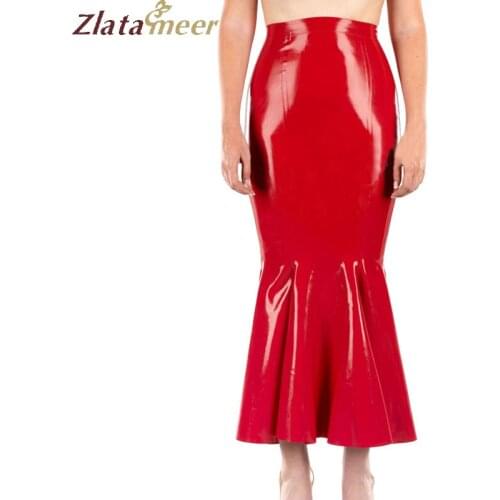 Rubber Latex Women Long Skirt Red Fashion 100% Natural Rubber Mermaid Skirts LD233