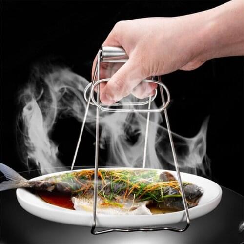 Stainless Steel Folding Hot Bowl Dish Pot Clip Tray Clamps Anti-Scalding Clamps Kitchen Gadgets Tools