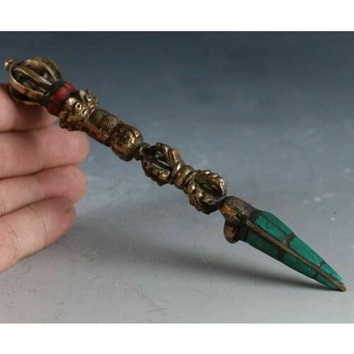 Old Tibetan Buddhism Fane Copper&CloisonnePestle Vajra Exorcism Magic