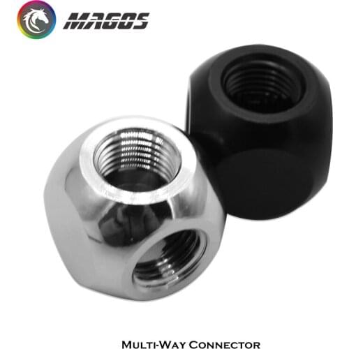 T-Splitter Ball Shape, 3F Way G1/4 X 3 Metal Connector To Compression Fitting For PC Water Cooling