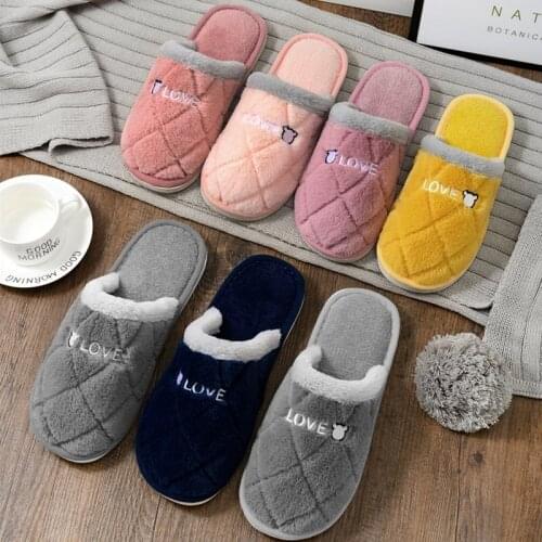 Women Winter Home Slippers Cute Cartoon Shoes Non-slip Soft Winter Warm House Slippers Indoor Bedroom Lovers Couples Floor Shoes