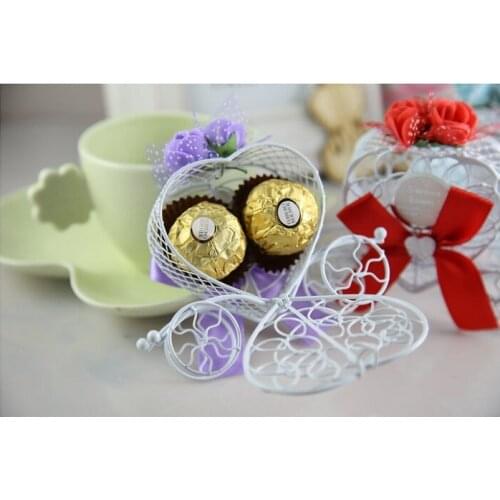 100pcs New fashion Europe iron carriage candy box, baby favor Love candy box, wedding candy box free shipping wen4573
