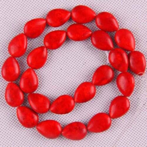 18x13MM Red Howlite Teardrop Loose Beads 16 Inch Jewelry Making C047