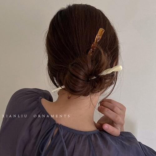 2021 New Chinese Style Hair Sticks Acetate Resin Chopstick Women Hairpins Hair Clip Pins Wedding Hair Accessories Jewelry